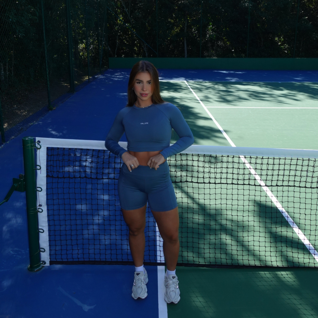 Casaquinho Cropped Solara - Azul