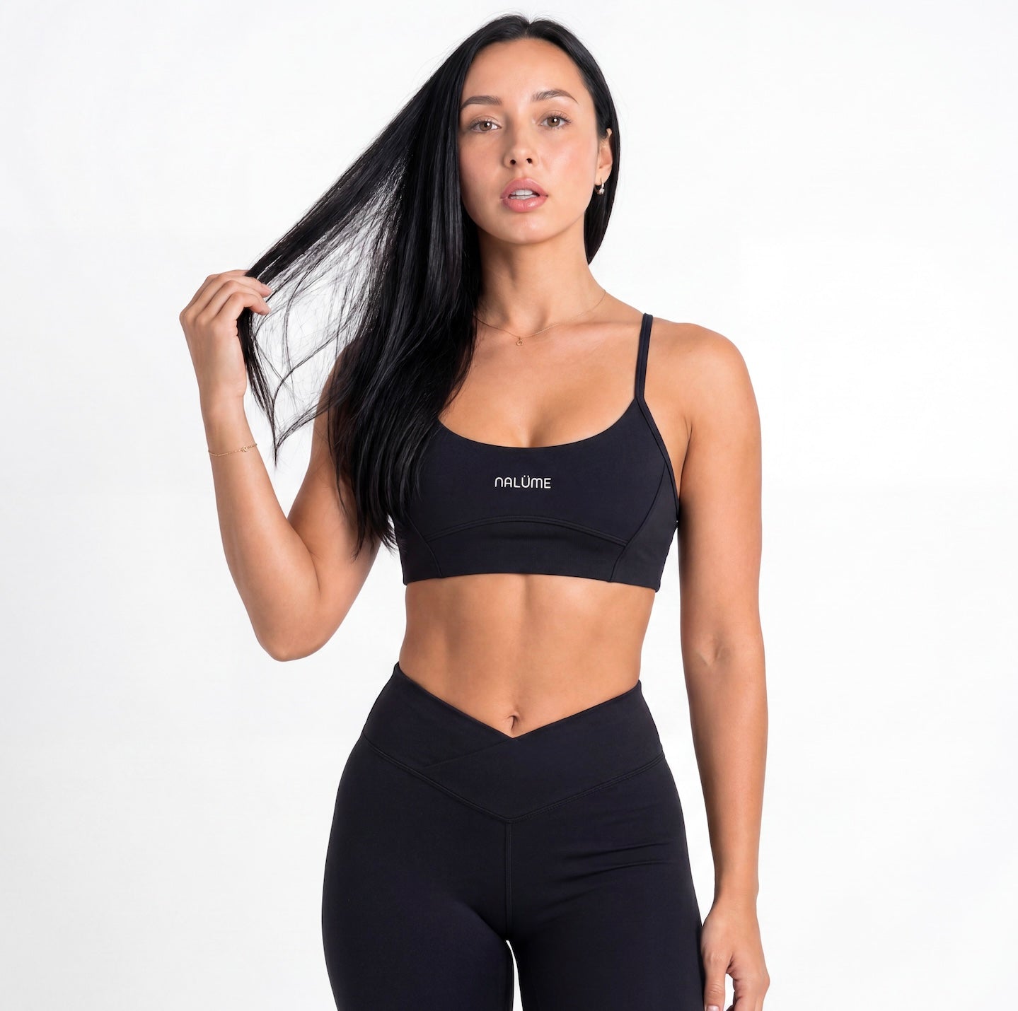 Top esportivo feminino Lua preto frente — Nalüme