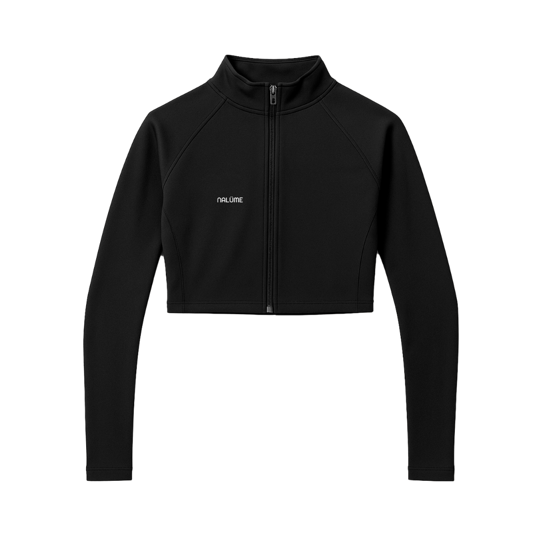 Casaquinho Cropped com Zíper - Preto